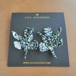 Lele Sadoughi Small Paper Lily Green Earrings Trendy